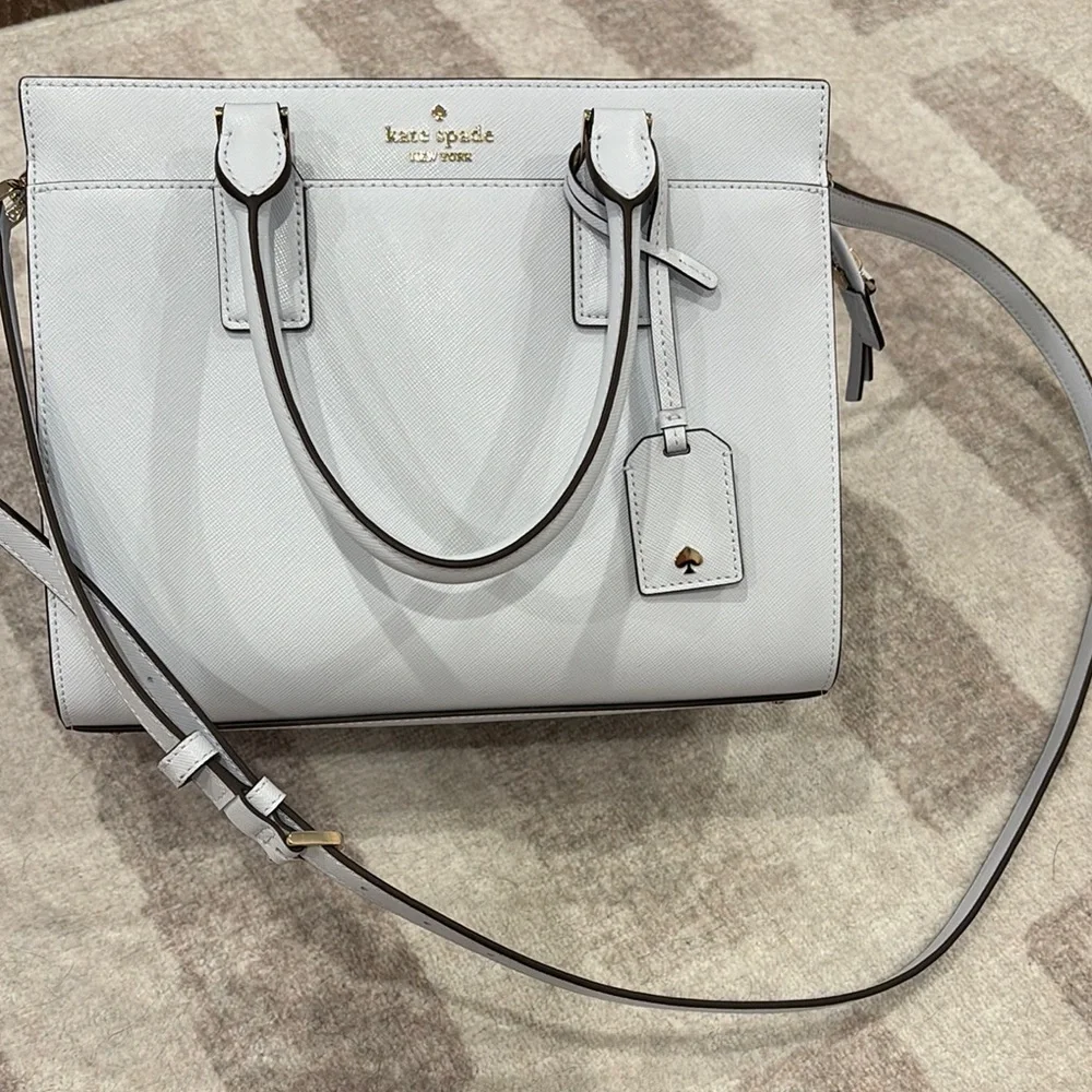 Kate Spade Blue Saffiano Leather Satchel with Silver Hardware - Picture 1 of 9